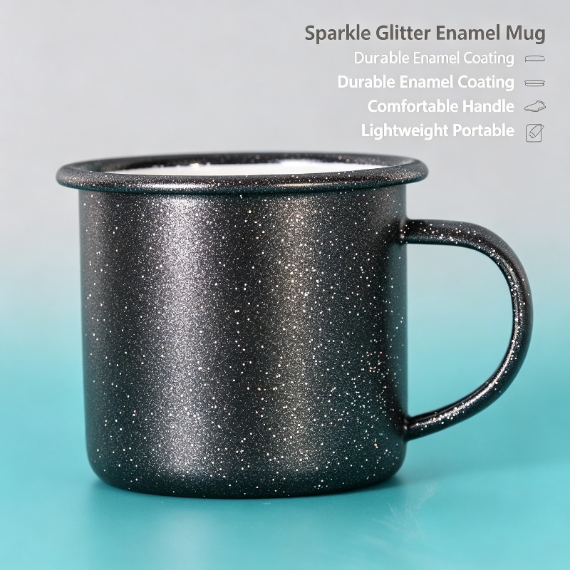 Coffee Equipment For Home - Vintage Enamel Mug with Star‑Dot Starry